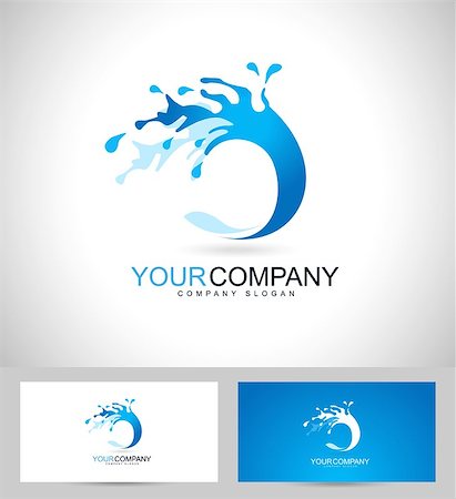 Water Logo Design. Creative vector logo of a water splash icon and business card template. Stock Photo - Budget Royalty-Free & Subscription, Code: 400-08042490