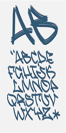 photojope (artist) - Vectorial font in graffiti marker hand written style. Capital letters alphabet. Photographie de stock - Aubaine LD & Abonnement, Code: 400-08042728