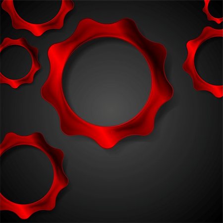 simsearch:400-08978821,k - Red metal gears on black background. Vector tech design Foto de stock - Super Valor sin royalties y Suscripción, Código: 400-08043013