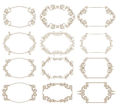 simsearch:400-05911971,k - Vector set of decorative ornate frames with floral elements for design of invitations, greeting, gift cards. Page decoration in vintage style. Stock Photo - Budget Royalty-Free & Subscription, Code: 400-08043175
