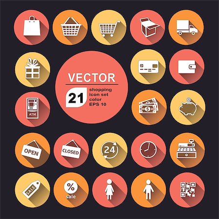 simsearch:400-05915003,k - shopping icon set color vector collection for web Stock Photo - Budget Royalty-Free & Subscription, Code: 400-08043220