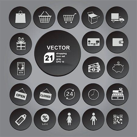 simsearch:400-05915003,k - shopping icon set gray vector collection for web Stock Photo - Budget Royalty-Free & Subscription, Code: 400-08043221