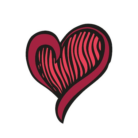 simsearch:400-05382865,k - Red fantasy heart in tattoo style, hand drawn vector illustration Stock Photo - Budget Royalty-Free & Subscription, Code: 400-08043265
