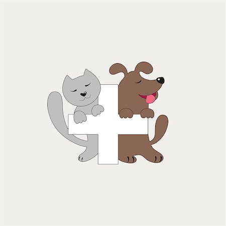 simsearch:400-08750179,k - Veterinary cross, cat and dog logo, vector illustration Stock Photo - Budget Royalty-Free & Subscription, Code: 400-08043261