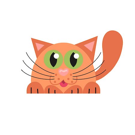 simsearch:400-07508681,k - Cute cat lying and hunting, vector illustration of red funny kitty Stock Photo - Budget Royalty-Free & Subscription, Code: 400-08043272