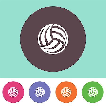 Single vector volleyball icon on round colorful buttons Stock Photo - Budget Royalty-Free & Subscription, Code: 400-08043322