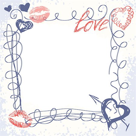 simsearch:400-08411281,k - cute hand-drawn doodle frame. Vector background with hearts Stock Photo - Budget Royalty-Free & Subscription, Code: 400-08043381