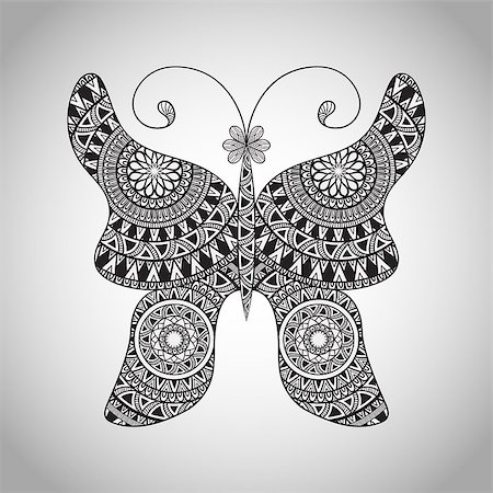 Vector  Doodle Buttrfly, tattoo sketch,  all brushes included, you can create your own pattern Stock Photo - Budget Royalty-Free & Subscription, Code: 400-08043419