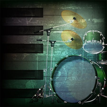 simsearch:400-08507108,k - abstract dark green grunge background with drum kit Photographie de stock - Aubaine LD & Abonnement, Code: 400-08043435