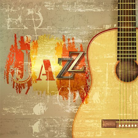 simsearch:400-08507108,k - abstract green sound grunge background with acoustic guitar and word Jazz Photographie de stock - Aubaine LD & Abonnement, Code: 400-08043445