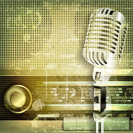 simsearch:400-08507108,k - abstract green sound grunge background with microphone and retro radio Photographie de stock - Aubaine LD & Abonnement, Code: 400-08043450