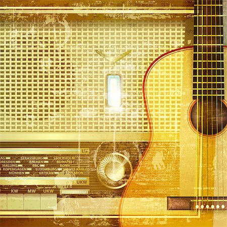 simsearch:400-08507108,k - abstract sound grunge background with retro radio and guitar Photographie de stock - Aubaine LD & Abonnement, Code: 400-08043453
