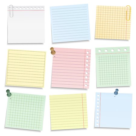 simsearch:400-09224024,k - Colored notebook paper with push pins and clips, vector eps10 illustration Stock Photo - Budget Royalty-Free & Subscription, Code: 400-08043486