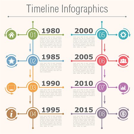 simsearch:400-08225044,k - Timeline infographics design template, vector eps10 illustration Foto de stock - Super Valor sin royalties y Suscripción, Código: 400-08043531