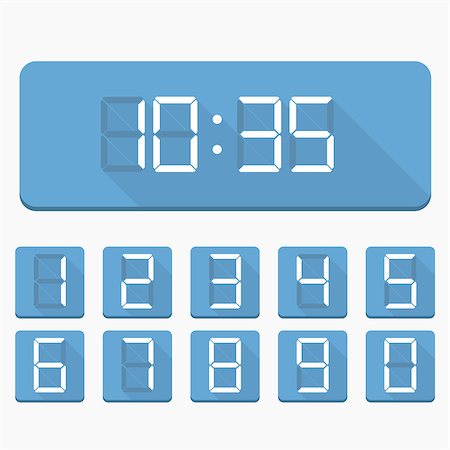 Clock and set of digital numbers, flat design, vector eps10 illustration Stock Photo - Budget Royalty-Free & Subscription, Code: 400-08043596