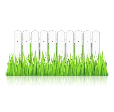 simsearch:400-08554639,k - White fence in grass, isolated on white background, vector eps10 illustration Stock Photo - Budget Royalty-Free & Subscription, Code: 400-08043611