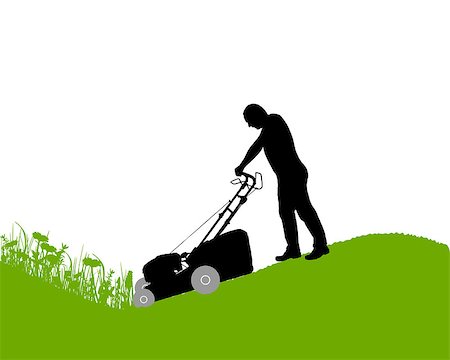 Man with lawn-mower Stock Photo - Budget Royalty-Free & Subscription, Code: 400-08043700