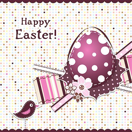 simsearch:400-05925759,k - Template Easter greeting card, ribbon, vector illustration Photographie de stock - Aubaine LD & Abonnement, Code: 400-08043783