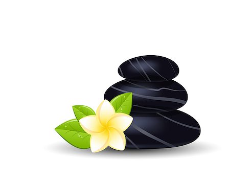 Spa stones and frangipani flower isolated on a white background. Vector illustration. Stock Photo - Budget Royalty-Free & Subscription, Code: 400-08043806