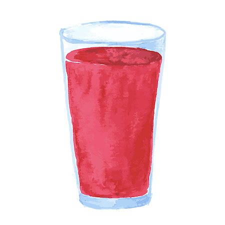 Red cocktail in glass drawn watercolor isolated on a white background. Vector illustration. Foto de stock - Super Valor sin royalties y Suscripción, Código: 400-08043800