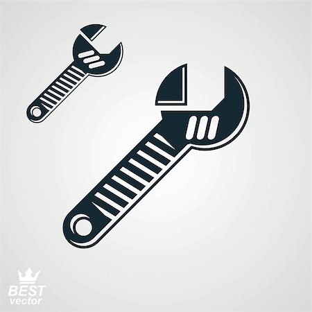 engineers vectors 3d - 3d vector detailed adjustable wrench, includes additional version. Reparation utensil â?? dimensional classic spanner. Industry conceptual icon, manufacturing web design element. Stock Photo - Budget Royalty-Free & Subscription, Code: 400-08043965