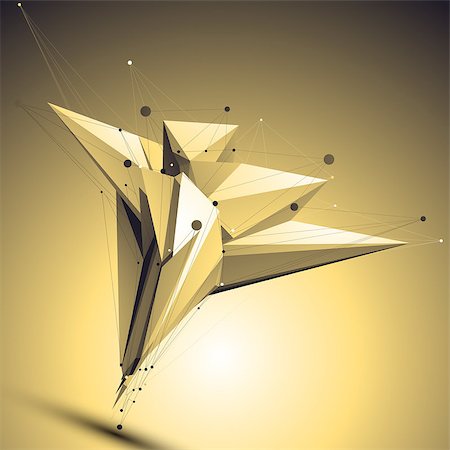 dimensional - Complicated abstract gold 3D illustration, vector digital eps8 lattice object placed over yellow shaded background. Stock Photo - Budget Royalty-Free & Subscription, Code: 400-08043972