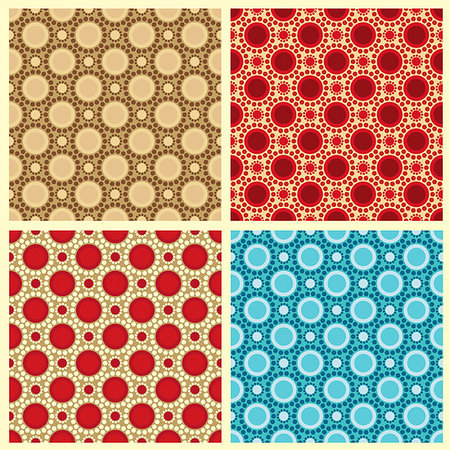 simsearch:400-08282678,k - Four seamless patterns in retro colors, circles Photographie de stock - Aubaine LD & Abonnement, Code: 400-08054071