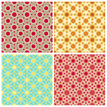 simsearch:400-08282678,k - Four seamless patterns in retro colors, circles Photographie de stock - Aubaine LD & Abonnement, Code: 400-08054073