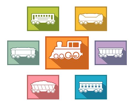 simsearch:400-07550750,k - railroad train set icons for passenger or cargo industry Foto de stock - Super Valor sin royalties y Suscripción, Código: 400-08054092