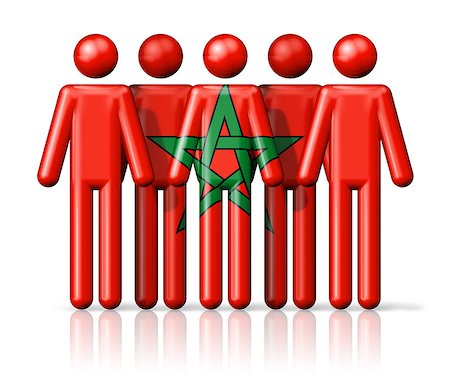 Flag of Morocco on stick figure - national and social community symbol 3D icon Foto de stock - Super Valor sin royalties y Suscripción, Código: 400-08054115