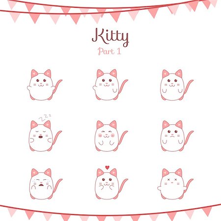 simsearch:400-04337051,k - Cute funny cats set various emotions, stock vector illustration Foto de stock - Royalty-Free Super Valor e Assinatura, Número: 400-08054157