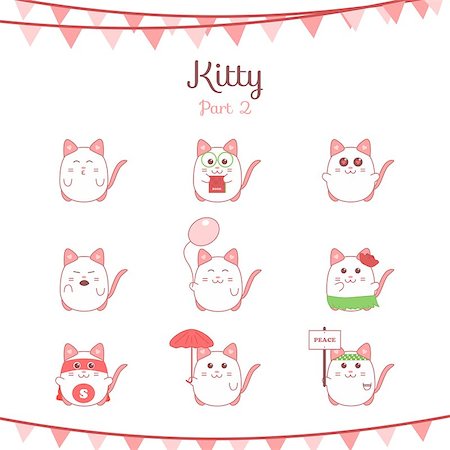 simsearch:400-04337051,k - Cute funny cats set various emotions, stock vector illustration Foto de stock - Royalty-Free Super Valor e Assinatura, Número: 400-08054158