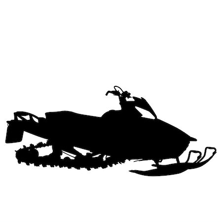 Silhouette snowmobile  on white background. Vector illustration. Stock Photo - Budget Royalty-Free & Subscription, Code: 400-08054177