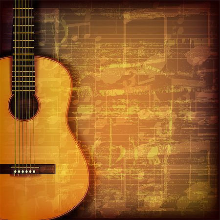 simsearch:400-08507108,k - abstract grunge brown cracked music symbols vintage background with acoustic guitar Photographie de stock - Aubaine LD & Abonnement, Code: 400-08054184