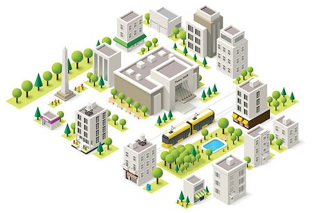 simsearch:400-08710651,k - Set of the isometric city buildings, shops and other elements Photographie de stock - Aubaine LD & Abonnement, Code: 400-08054199