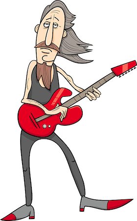 Cartoon Illustration of Old Rock Man Musician with Electric Guitar Stock Photo - Budget Royalty-Free & Subscription, Code: 400-08054428