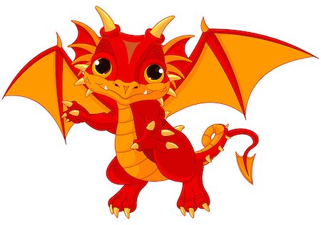 simsearch:400-07915359,k - Illustration of cute cartoon baby dragon Photographie de stock - Aubaine LD & Abonnement, Code: 400-08054560
