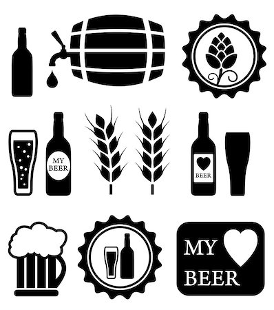 beer isolated objects set on white background Foto de stock - Super Valor sin royalties y Suscripción, Código: 400-08054575