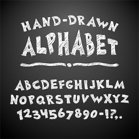 doodle art about school - Hand Drawn Chalked Alphabet on Blackboard Background. Clipping paths included in additional jpg format Stock Photo - Budget Royalty-Free & Subscription, Code: 400-08054631