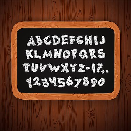 Hand Drawn Chalked Letters and Numbers on Blackboard. Clipping paths included in additional jpg format Foto de stock - Super Valor sin royalties y Suscripción, Código: 400-08054632