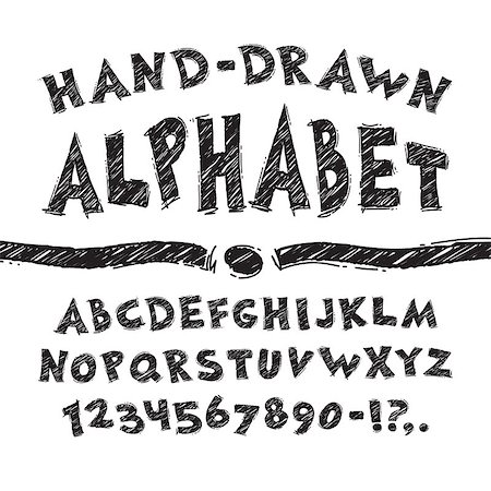 Hand Drawn Alphabet. Isolated on white Background. Clipping paths included in additional jpg format. Foto de stock - Super Valor sin royalties y Suscripción, Código: 400-08054633