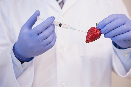 Scientist injecting strawberry in the laboratory Foto de stock - Super Valor sin royalties y Suscripción, Código: 400-08055490