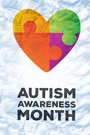 autism awareness month against crumpled white page Stockbilder - Microstock & Abonnement, Bildnummer: 400-08056592