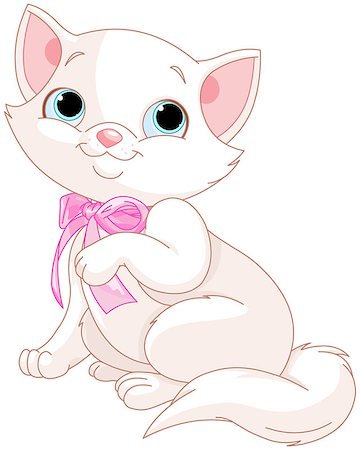 simsearch:400-08015075,k - Illustration of adorable white kitten Stock Photo - Budget Royalty-Free & Subscription, Code: 400-08056618