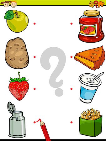 diagram fruit - Cartoon Illustration of Education Element Matching Game for Preschool Children with Food Ingredients Foto de stock - Super Valor sin royalties y Suscripción, Código: 400-08056674