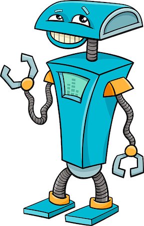 simsearch:400-07829391,k - Cartoon Illustration of Funny Robot Science Fiction Character Photographie de stock - Aubaine LD & Abonnement, Code: 400-08056678