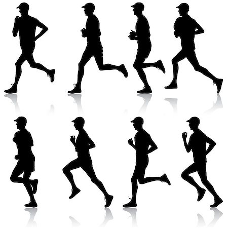 simsearch:400-04273380,k - Set of silhouettes. Runners on sprint, men. vector illustration. Foto de stock - Super Valor sin royalties y Suscripción, Código: 400-08056688