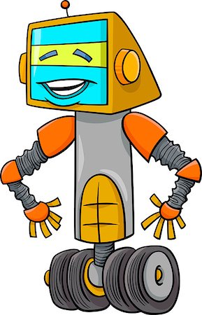 simsearch:400-08813093,k - Cartoon Illustration of Funny Robot Science Fiction Character Stockbilder - Microstock & Abonnement, Bildnummer: 400-08056680