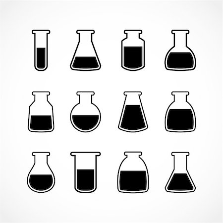 drug icon - Vector black laboratory flask set.Laboratory glass.Vector icons Stock Photo - Budget Royalty-Free & Subscription, Code: 400-08056793