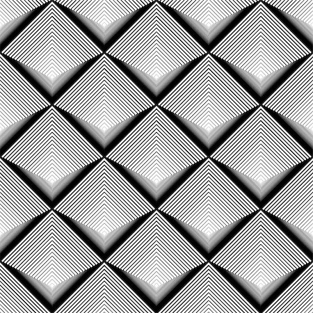 simsearch:400-08050029,k - Design seamless monochrome diamond geometric pattern. Abstract striped textured background. Vector art. No gradient Fotografie stock - Microstock e Abbonamento, Codice: 400-08050028